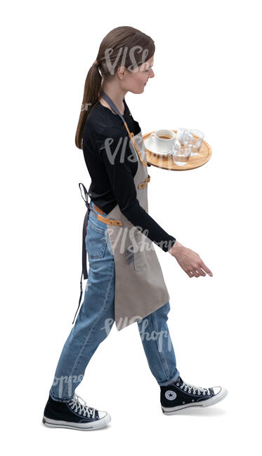 waitress serving coffee seen from above