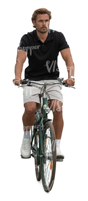man riding a bicycle seen from front view