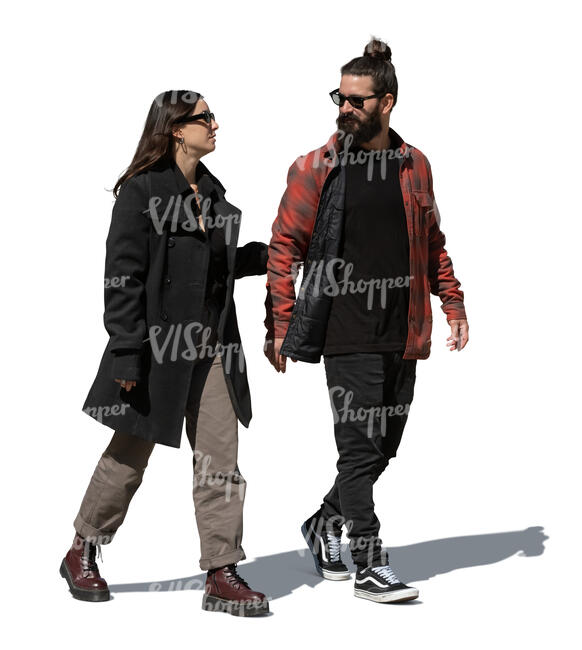 cut out couple walking in autumn