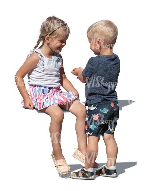 two cute kids talking and playing