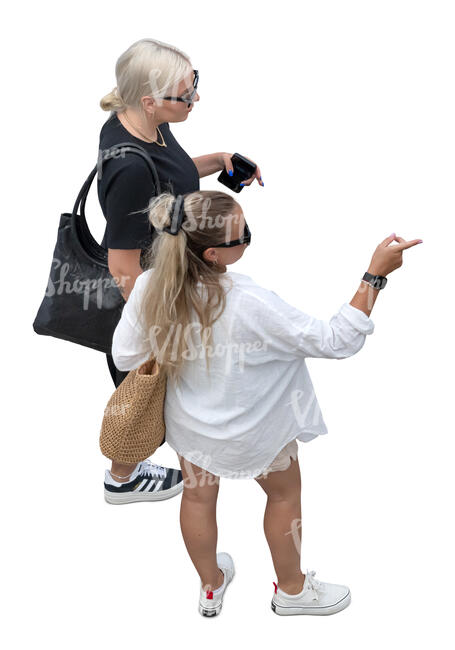 top view of two women looking at smth