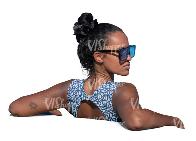 cut out woman relaxing in the pool