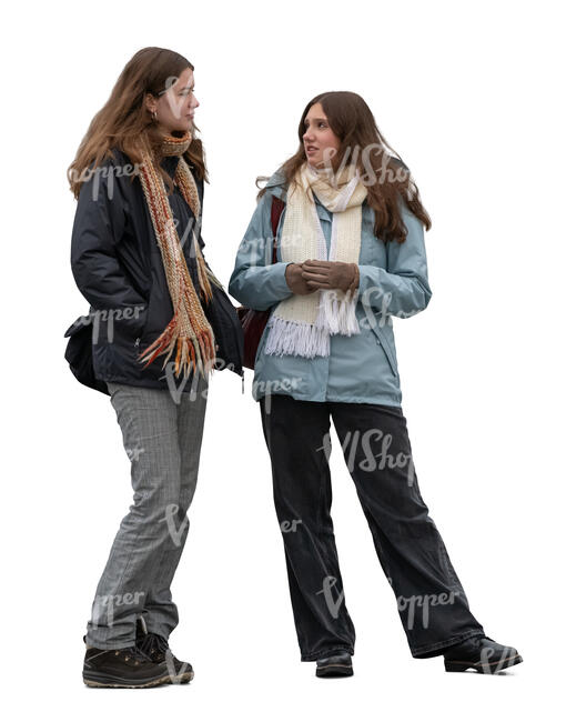 two women in autumn standing and talking