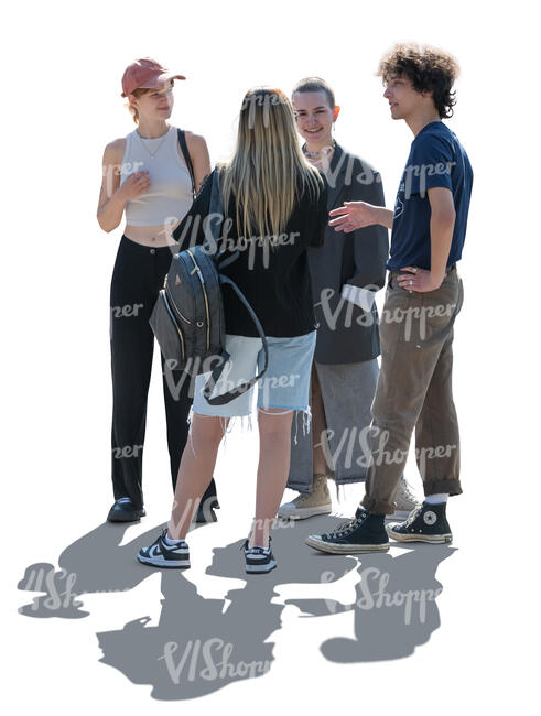 cut out backlit group of young people standing
