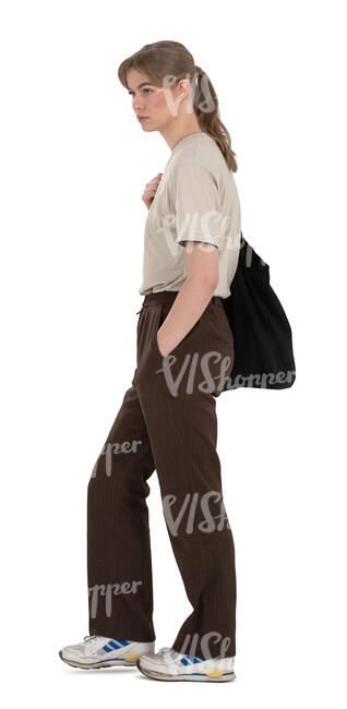 woman in casual outfit walking