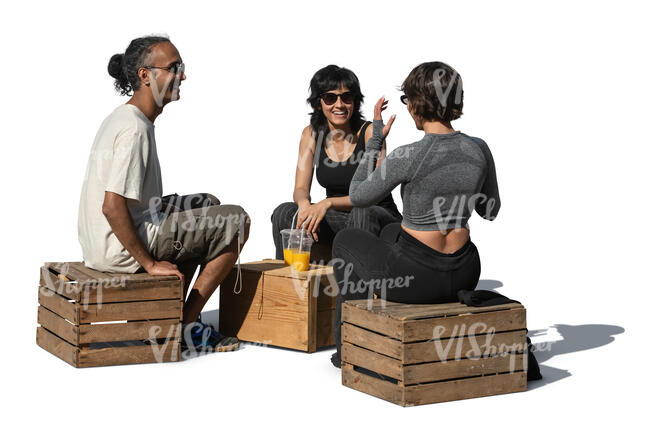 cut out group of people sitting in a hipster cafe and talking