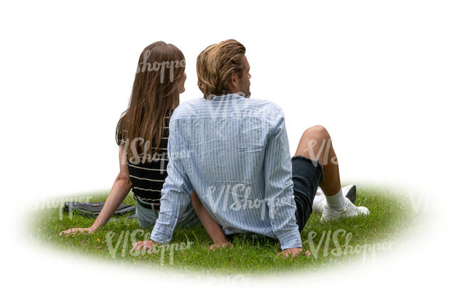 cut out couple sitting on the grass