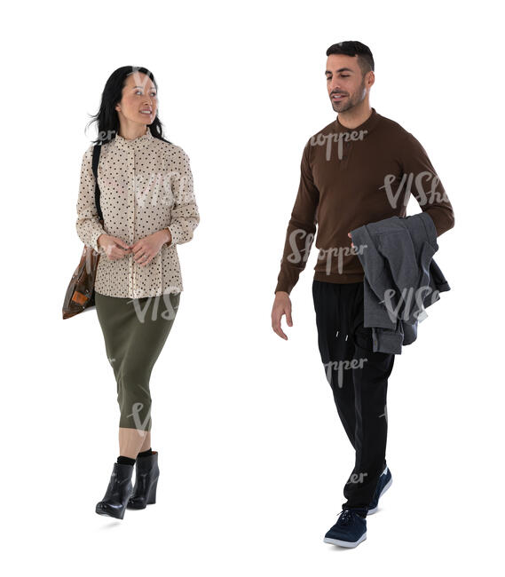 asian man and hispanic man walking