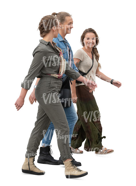 three women walking together