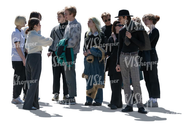 cut out large backlit group of people standing