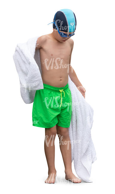 cut out boy drying himself with a towel after swimming