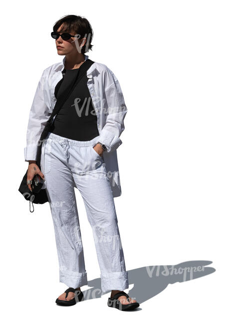 cut out woman in casual summer outfit standing
