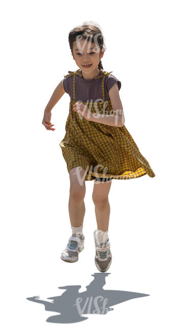 cut out backlit japanese child running