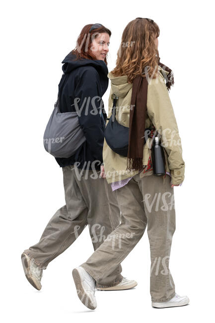 two cut out women walking