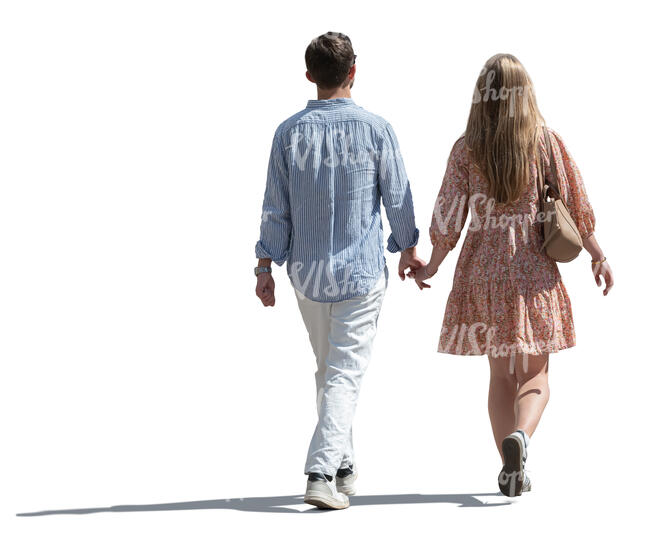 cut out couple in summer walking and holding hands