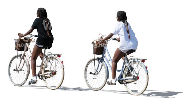 two cut out black women riding bikes together