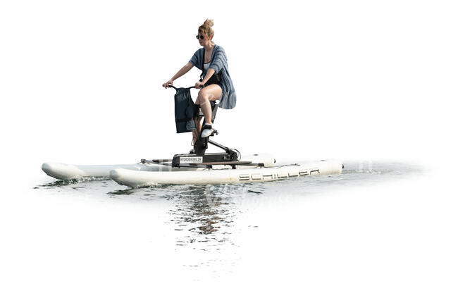 cut out woman riding on a water bike