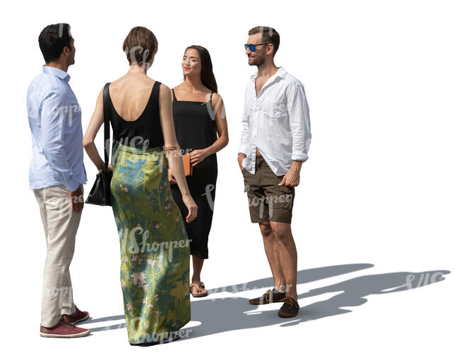 cut out group of four standing and talking