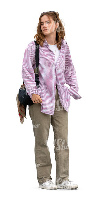 cut out woman in casual outfit standing