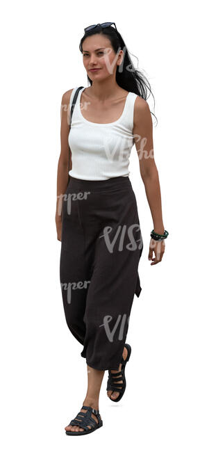 cut out south american woman walking