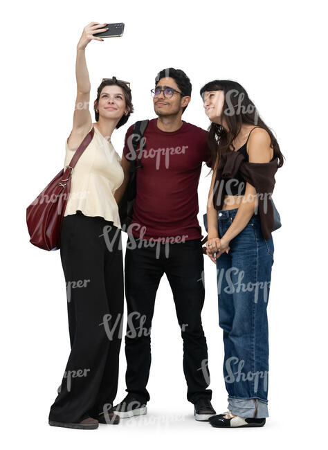 cut out group of friends taking a selfie