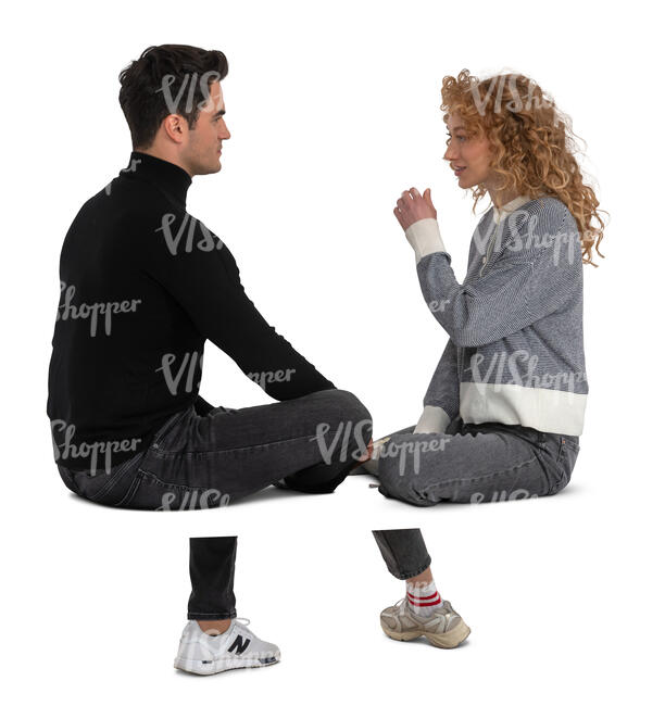 cut out man and woman sitting