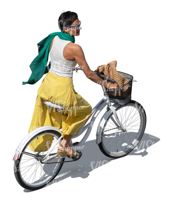 top view of a woman riding a bicycle