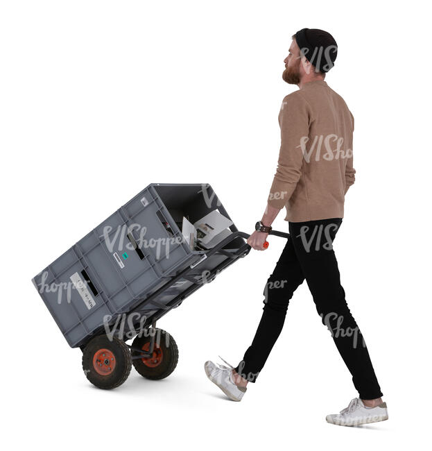 cut out man pushing a pallet truck