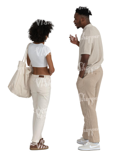 black man and woman standing and looking at smth