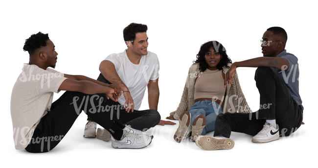 cut out group of people sitting on the floor