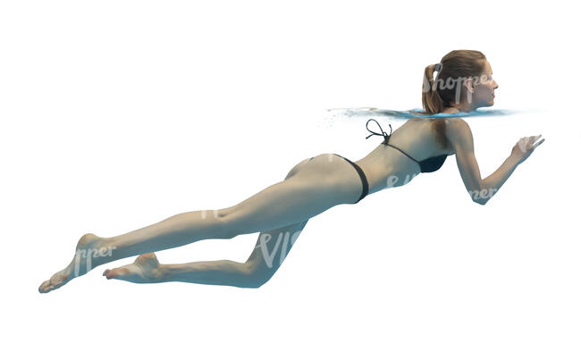 cut out underwater view of a woman swimming