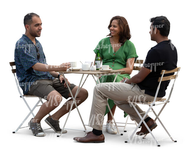 cut out group of people sitting in a scandinavian cafe