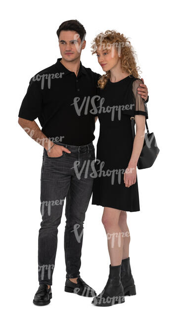 cut out couple in black standing
