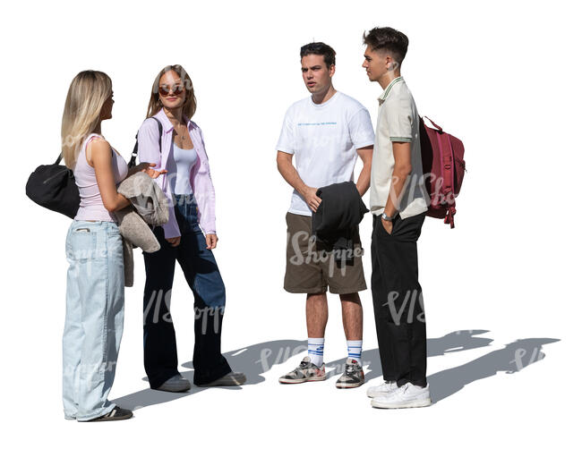 cut out group of young people standing and talking
