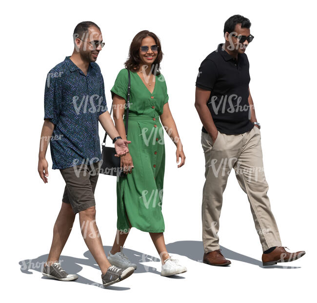 group of three friends walking together