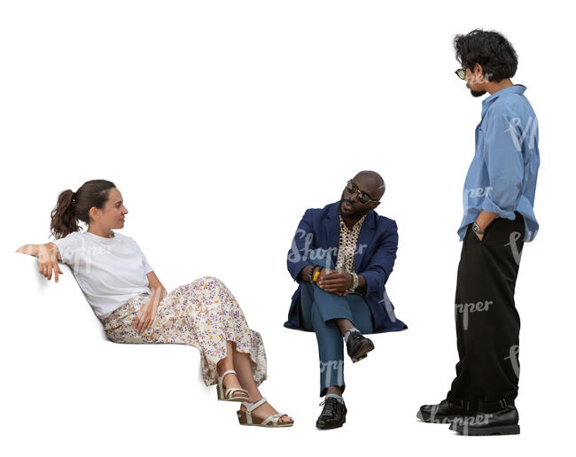 cut out group of people sitting and talking
