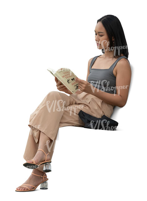 cut out woman reading a book