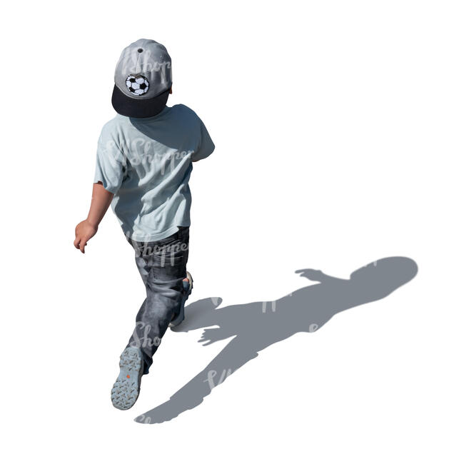 cut out child running seen from above
