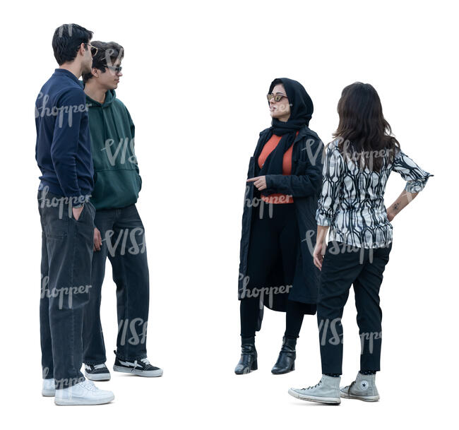 pakistani women talking to two guys