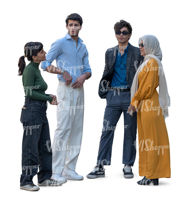 cut out group of middle eastern young people standing