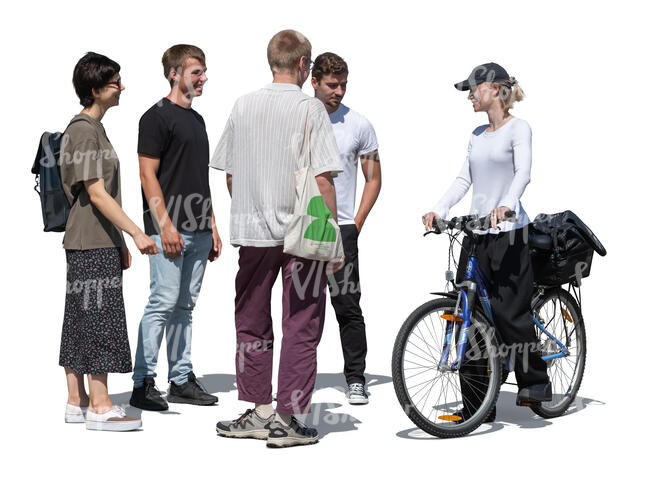 cut out group of friends meeting in the street