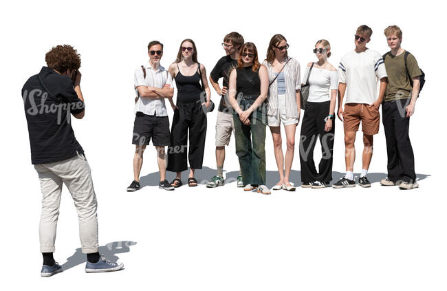 man taking a photo of a large group of people