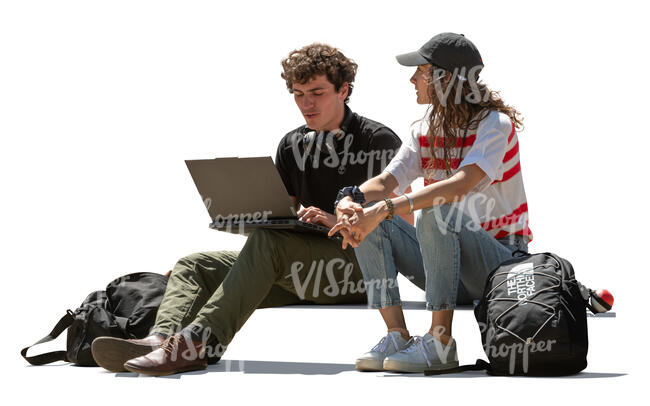 man and woman with a laptop sitting
