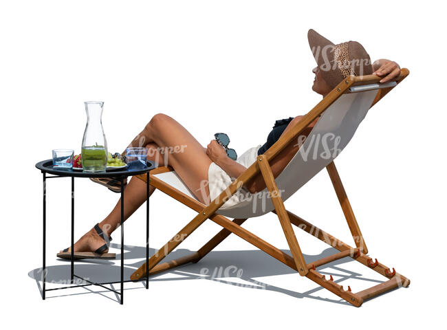 woman sunbathing in a beach chair