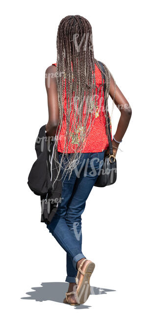 cut out teenage black girl walking