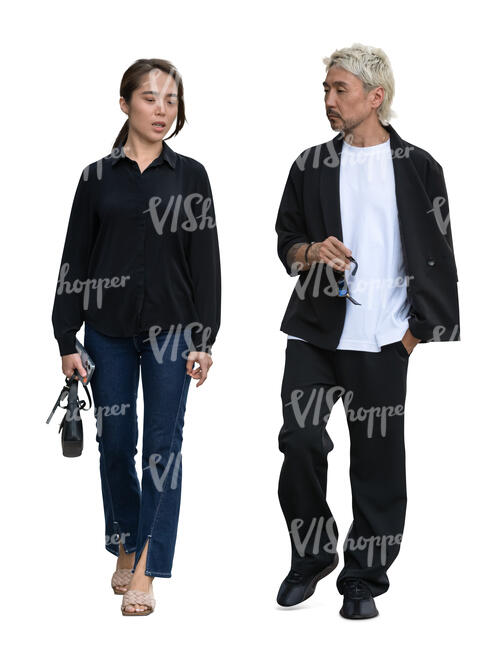 cut out man and woman walking
