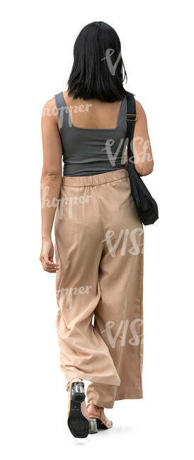 asian woman walking in the street