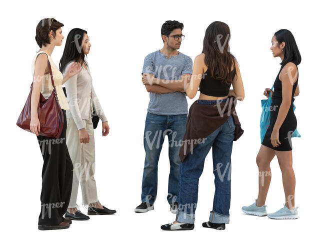 cut out group of young people standing and talking