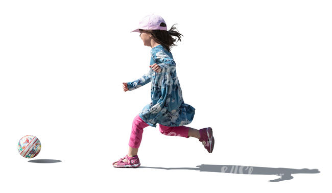 cut out little girl running after a ball