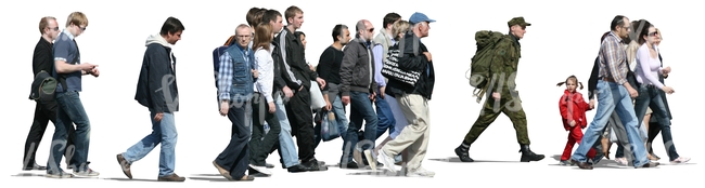 cut out group of people walking